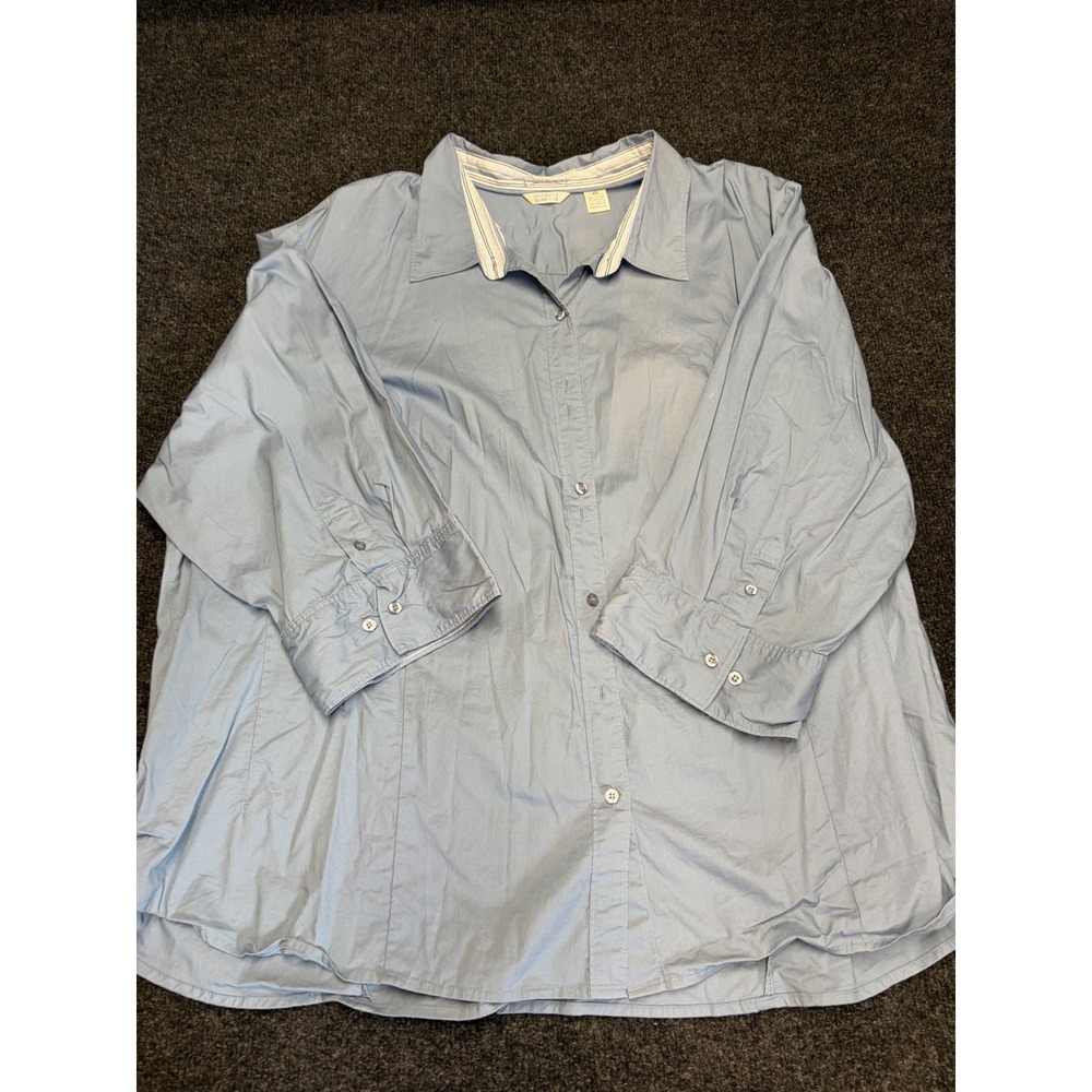 Riders by Lee Instantly Slims You Blue Button Down Shirt Women 4X Plus Size